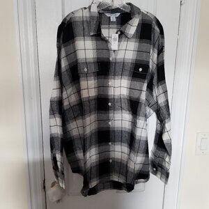 Old Navy Women’s The Boyfriend Shirt XXL Cotton Flannel Buffalo Black